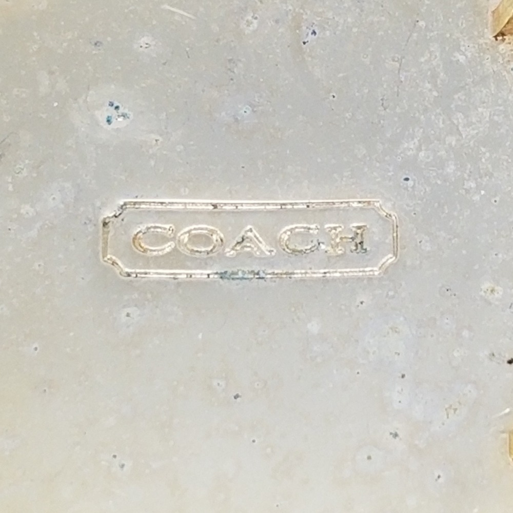 Coach Signature C Logo Round Belt Buckle Gold Tone Black Cream Vintage - Picture 7 of 10